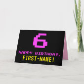 Carte Amusant, Nerdy, Geeky, Rose, Style 8 bits 6e anniv (Devant)