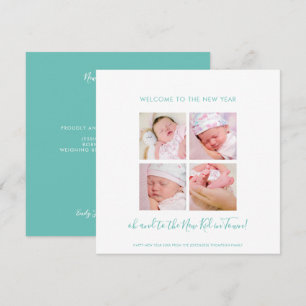 Carte Amusant Nouveau bébé Bonne année 4 Photo Collage T