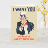 Carte Amusant Oncle Sam Patriotic Anniversaire (Fleur jaune)