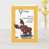 Carte Amusant orignal au chocolat avec ballon 8e anniver (Fleur jaune)