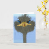 Carte Amusant Ostrich George Et Mignonne Ladybug (Fleur jaune)