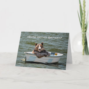 Carte Amusant Ours En Bateau Anniversaire