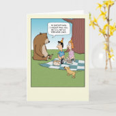 Carte Amusant Ours veut gâteau d'anniversaire (Fleur jaune)