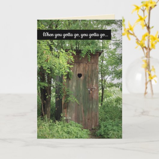 Carte Amusant Outhouse quand tu dois partir à la retrait (Fleur jaune)