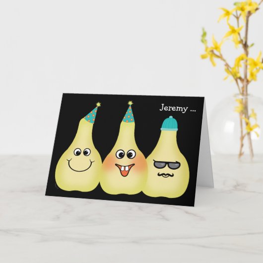 Carte Amusant Pear Anniversaire Pun Hipster Ajouter N'Im (Fleur jaune)