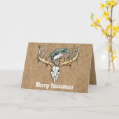 Carte Amusant Pêche et Chasse Salutation de Noël (Fleur jaune)