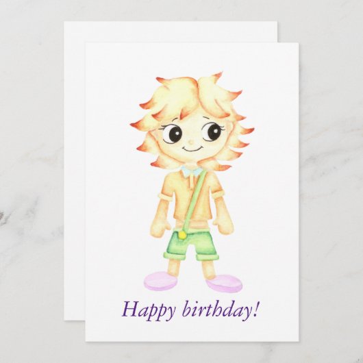 Carte Amusant petit garçon au gingembre (Devant / Derrière)