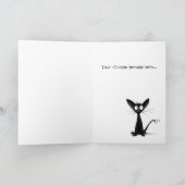 Carte Amusant Petit Noir Oriental Cat Art (Intérieur)