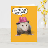 Carte Amusant Possum Anniversaire (Fleur jaune)