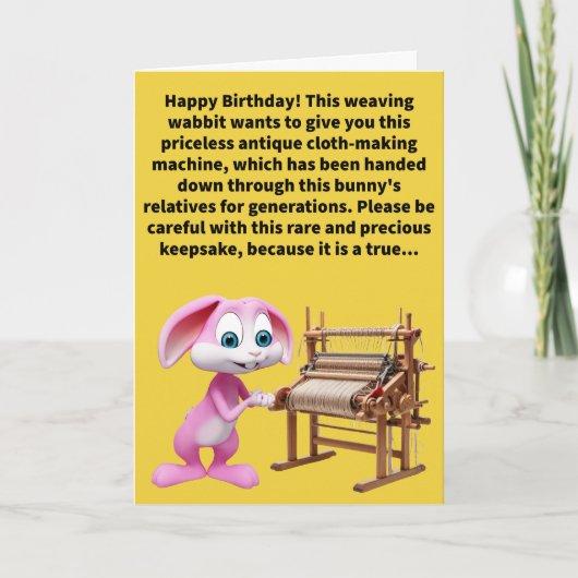 Carte Amusant Pun Famille Hare Loom Joyeux anniversaire (Devant)