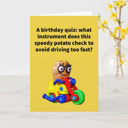 Carte Amusant Pun Spud-O-Meter Anniversaire (Fleur jaune)