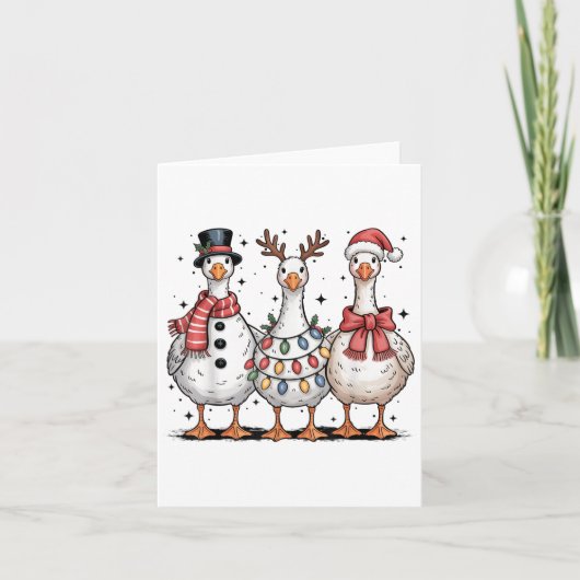 Carte Amusant Rétro Merry Goosemas Noël Silly Goose X (Devant)
