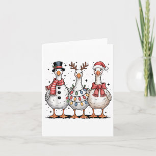 Carte Amusant Rétro Merry Goosemas Noël Silly Goose X