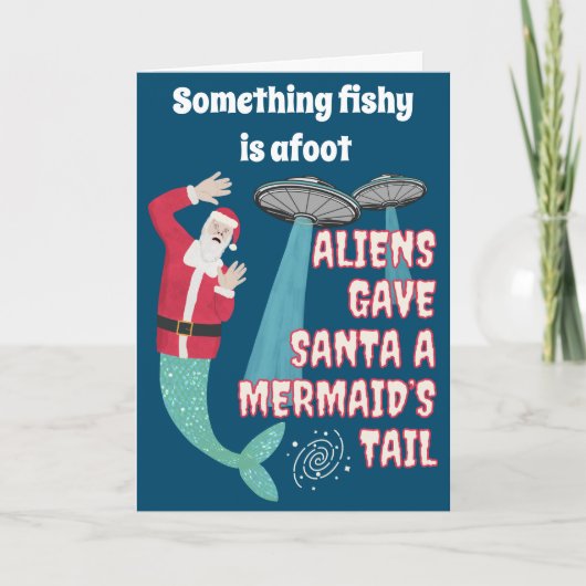 Carte Amusant rétro science-fi aliens Noël (Devant)