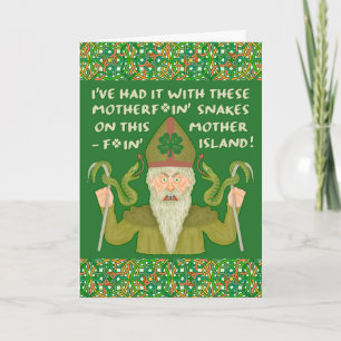 Carte Amusant Saint Patrick's Day Snakes Joke Green Iris