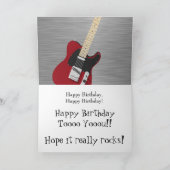Carte Amusant, salutation d'anniversaire, guitare noire (Intérieur)