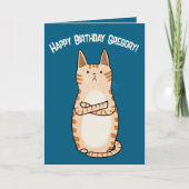 Carte Amusant Sarcastique Grumpy Orange Chat Anniversair (Devant)
