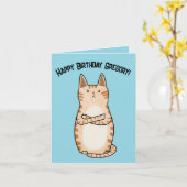 Carte Amusant Sarcastique Grumpy Orange Chat Anniversair (Fleur jaune)