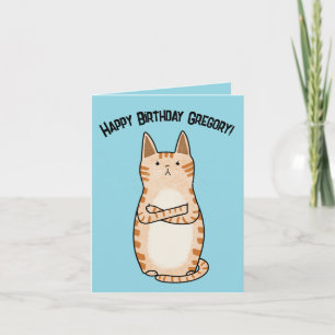 Carte Amusant Sarcastique Grumpy Orange Chat Anniversair