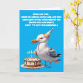 Carte Amusant Seagull Birthday Riddle - Cake at Risk! (Fleur jaune)