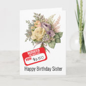 Carte Amusant Soeur Anniversaire Réduit Sticker (Devant)