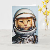 Carte Amusant "Space Cat" Anniversaire (Fleur jaune)