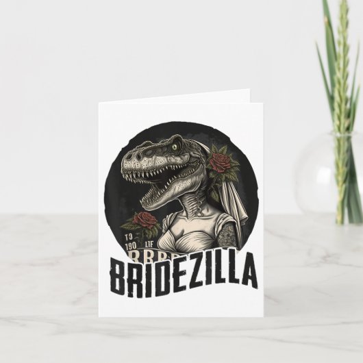 Carte Amusant T-rex Bride Design, Bridezilla _1 (Devant)