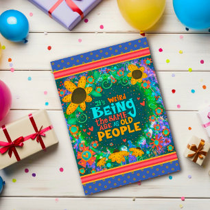 Carte Amusant Vieux Gens Floral Amusant Anniversaire Ins