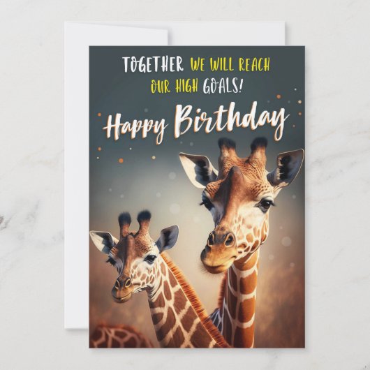 Carte Amusante Anniversaire Avec Deux Giraffes (Devant)