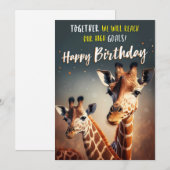 Carte Amusante Anniversaire Avec Deux Giraffes (Devant / Derrière)