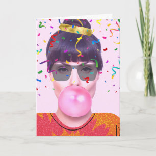 Carte Amusante Anniversaire Cool Lady Chewing Gum