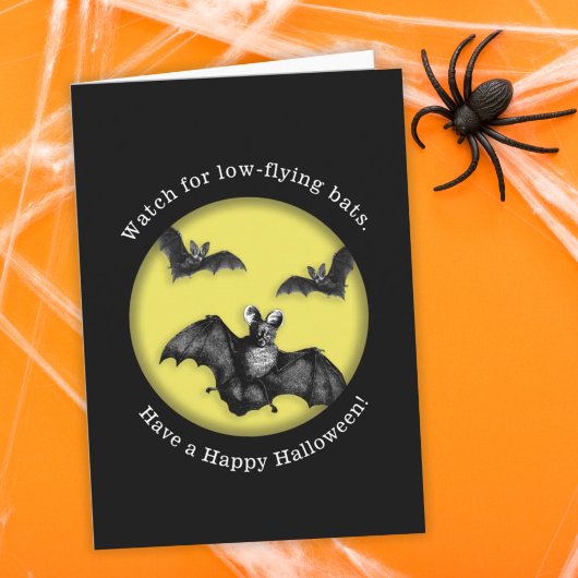 Carte Amusante Bats Volants Basses Joyeux Halloween