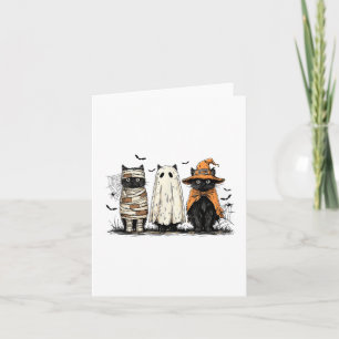Carte Amusante Black Cat Ghost Sorcière Halloween Costum