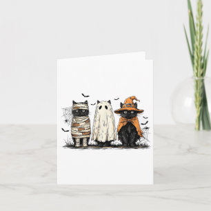 Carte Amusante Black Cat Ghost Sorcière Halloween Costum