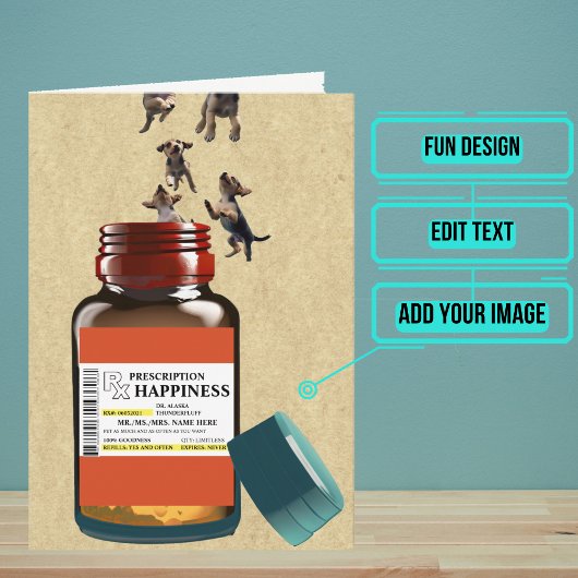 Carte Amusante bouteille d'ordonnance de chiots Annivers