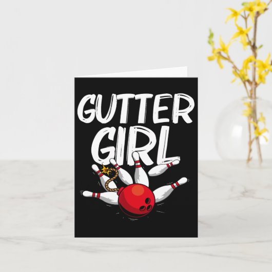 Carte Amusante Conception De Bowling Pour Filles Bowler  (Fleur jaune)