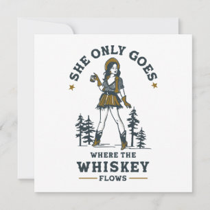 Carte Amusante cowgirl western vintage amatrice de whisk