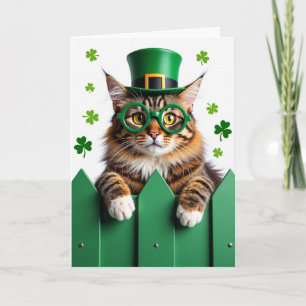 Carte amusante de chat vert rayé