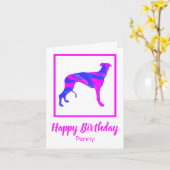 Carte amusante de chien rose Greyhound (Fleur jaune)