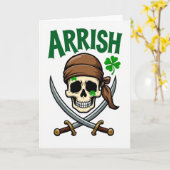 Carte amusante de crâne de pirate Arrrish (Fleur jaune)