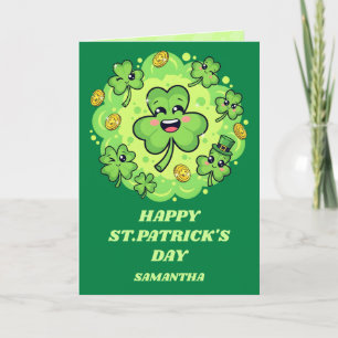 Carte amusante de la Saint-Patrick à quatre feuill
