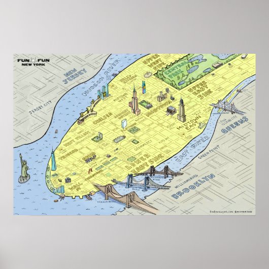 Carte amusante de New York City | Impression mural (Devant)