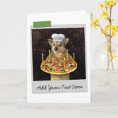 Carte Amusante de Pizza Dog Anniversaire (Fleur jaune)