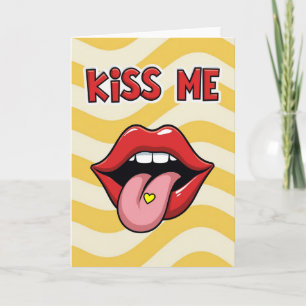 Carte amusante de pop art Kiss Me Lips