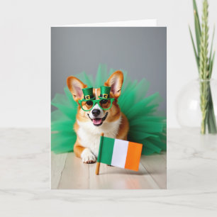 Carte amusante de St-Patrick avec Corgi