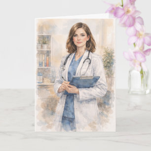 Carte Amusante femme médecin aquarelle  Ezéchiel 25-17