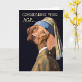 Carte Amusante fille de chien d'anniversaire avec un Hum (Fleur jaune)