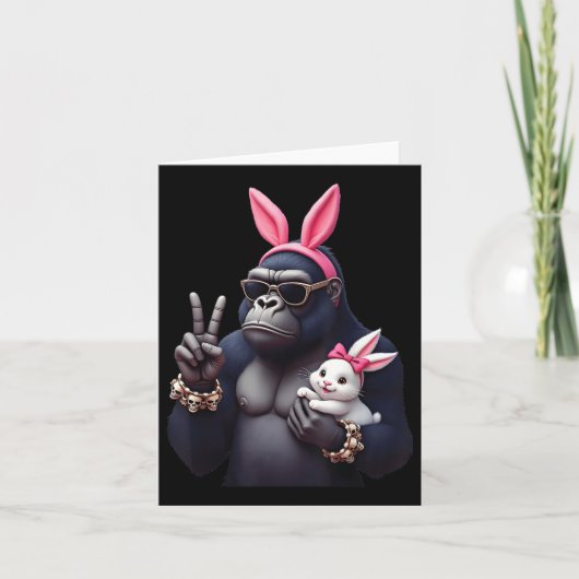 Carte Amusante Gorilla Bunny Cool Pâques, mignonne et am (Devant)