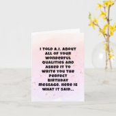 Carte Amusante intelligence artificielle Soeur Anniversa (Fleur jaune)