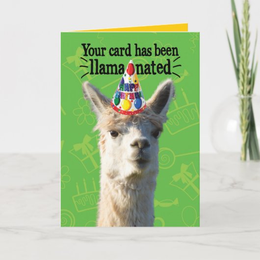 Carte Amusante Llama Avec Casquette De Fête - Anniversai (Devant)